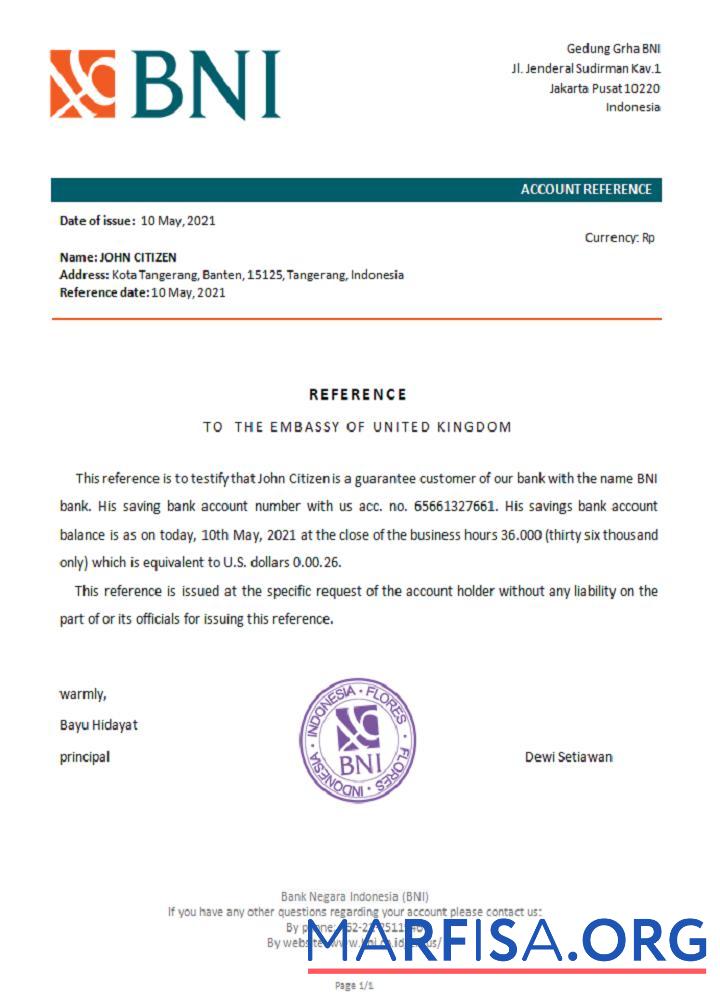 Realistic Indonesia Bank Negara reference download for verification